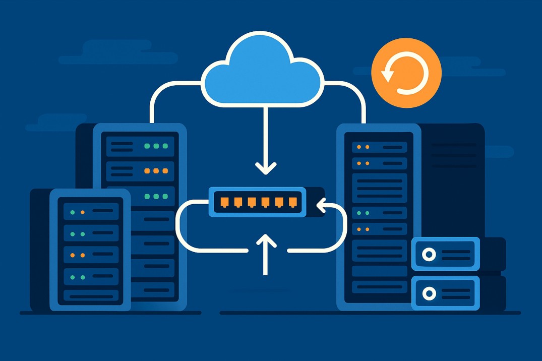 High-performance network infrastructure with storage systems and data backup solutions