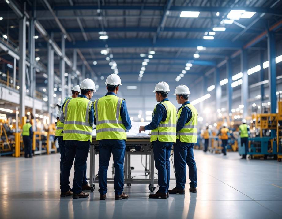 Professional team working on infrastructure systems